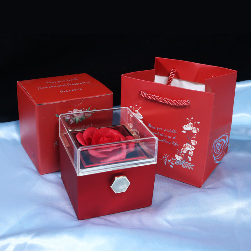 Rotating Soap Rose Flower Gift Box