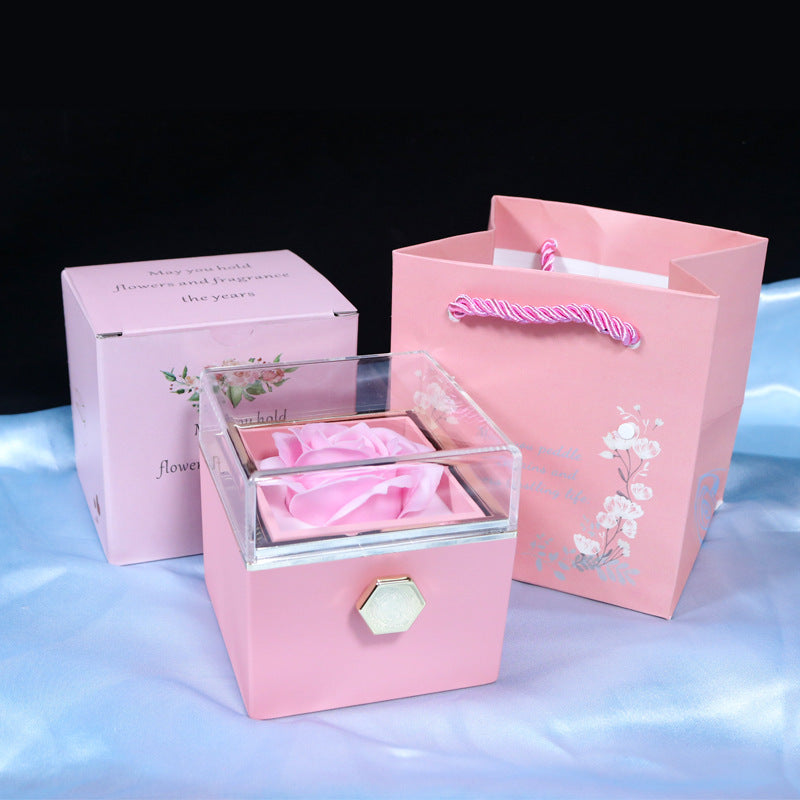 Rotating Soap Rose Flower Gift Box